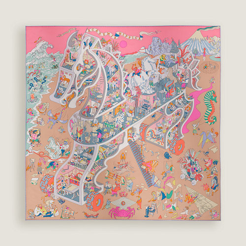 Academia Hippica scarf 90 - Red | Hermès USA