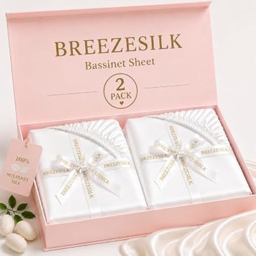 Silk Bassinet Sheets for Baby, 2 Pack, White, Gentle on Hair, 32 x 16 in