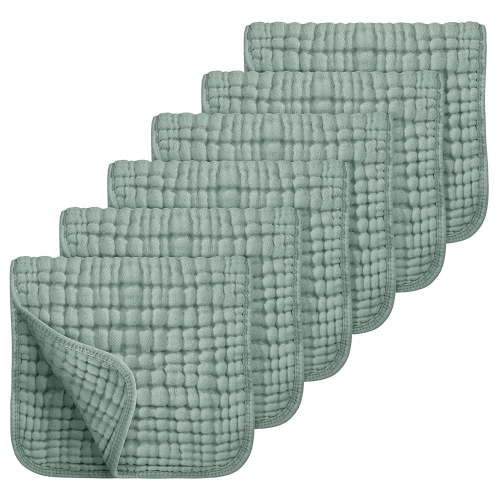 6PCS Muslin Burp Cloths Large 20''x10'' Extra Soft and Absorbent 6 Pack Baby Burping Cloth for Boys Girls