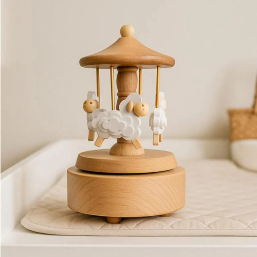 Heirloom Wooden Musical Carousel - Sheep