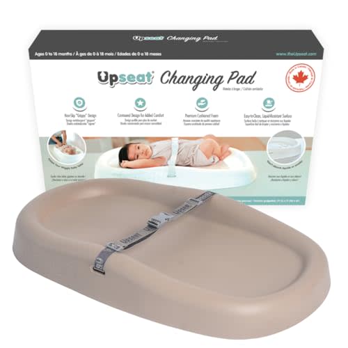 Upseat Baby Changing Pad, Non-Slip Grippy Design, Premium Cushioned Foam, Contoured for Comfort, Waterproof and Easy-to-Clean, Liquid-Resistant (Taupe)