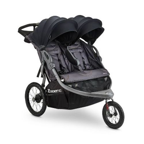 Joovy ZoomX2 Double Lightweight Jogging Stroller - Forged Iron: Aluminum Frame, Pneumatic Tires, One-Hand Fold
