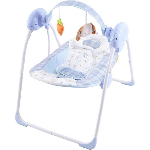 Baby Swing for Infant,Newborn Swing with Music,5 Speed Levels,Timing Setting,Soft Cushion,Foldable Infant Swing for Indoor Outdoor Use 0-9 Months