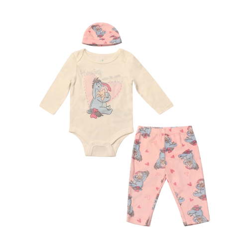 Disney Clothes Baby Girls Bodysuit, Pants & Headband 3-Piece Outfit Set – Minnie Mouse, Bambi, Marie & Tinkerbell (0/3M–6/9M)