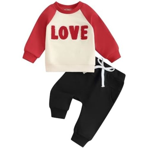 Baby Boy Outfit Sweatsuit Letter Sweatshirt Shirt Pullover Tops Pants Toddler Boys Festive Clothing