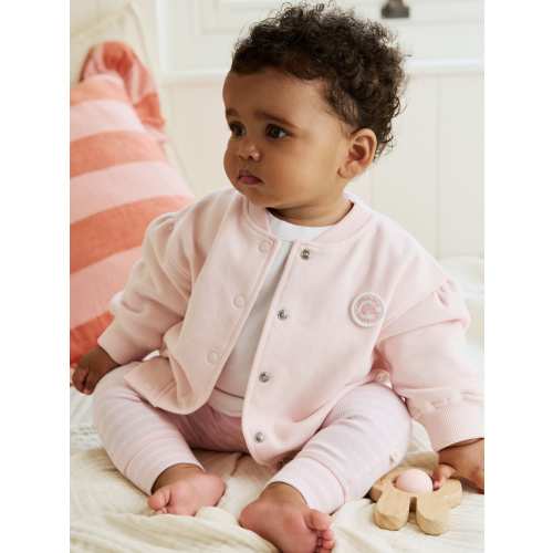 Pink/White Baby Jacket, Top and Leggings Set 3 Piece (0mths-2yrs)