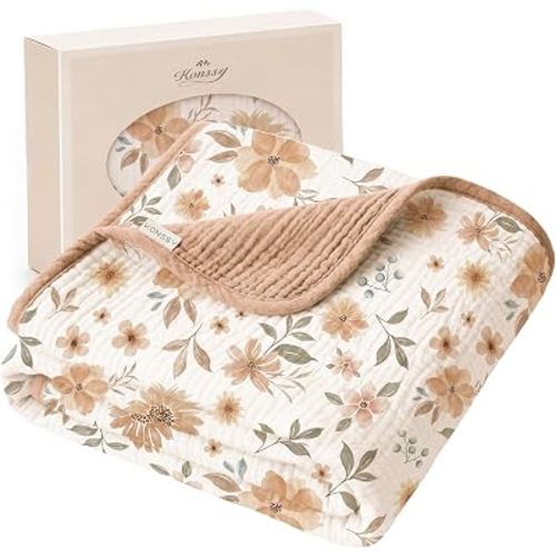 Konssy 100% Cotton Muslin Baby Blanket for Girls Boys, 40"x36"