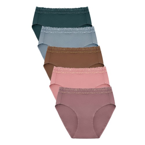 Assorted 5-Pack Lace Trim High Waist Postpartum Briefs