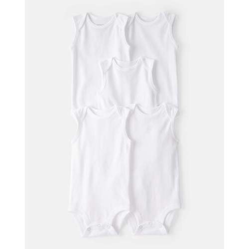 Baby 5-Pack Sleeveless Bodysuits - White | Carter's