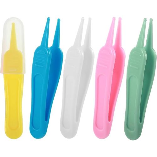 5 Pcs Nose Cleaning Tweezers, 5 Colors Baby Booger Picker with Round Head Effective Nose Picker Baby Ear Noses Navel Cleaner Clip for Babys Care