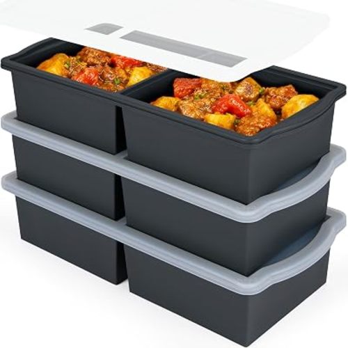 ZIP STANDING Silicone Freezer Trays with Lid,2-cup Soup Freezer Container large Ice Cube Molds with Reinforced Steel Ring Top for freezing Soup Sauce Broth Leftovers oven Dishwasher -Safe(3-Pack)