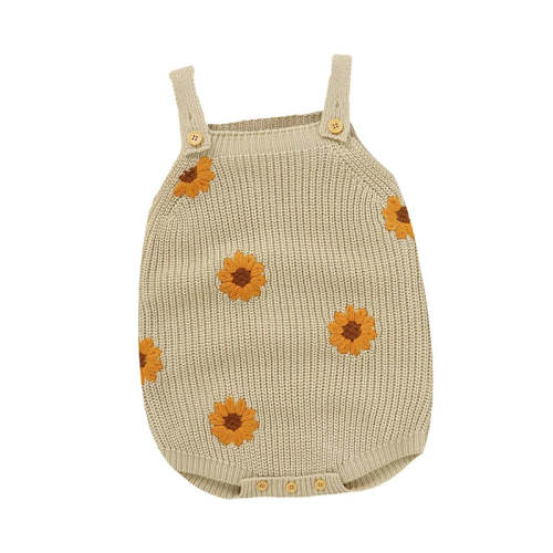 Knitted Sleeveless Baby Romper – Floral One-Piece (3-24M)