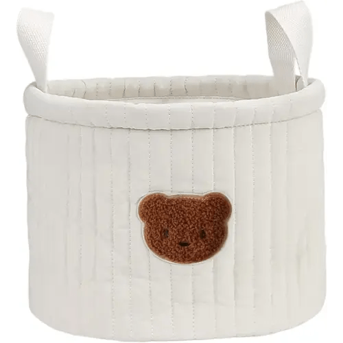 Teddy Bear Diaper Bag 9.45x7.09in Small Soft Polyester Cotton Cute Storage Bins with Handle Portable Bear Basket for Nursery Room Home|Storage Bins Boxes