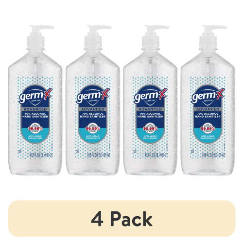 (4 pack) Germ-X Advanced Hand Sanitizer with Pump, Alcohol & Moisturizers, Original Fresh Scent, 33.8 fl oz.