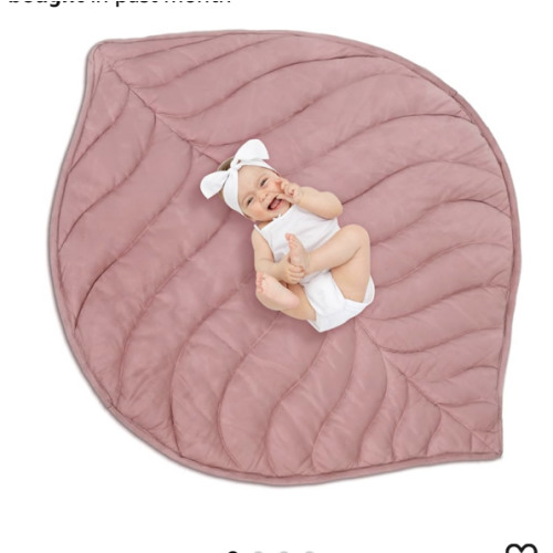 Funtery Baby Play Mat 56 x 42 Inch Cotton Crawling Cushion Cotton Nursery Rug Large Thick Soft Reversible Washable Folding Floor Playpen Mat Nursery Decor Rug for Girls Boys(Green,Leaf)