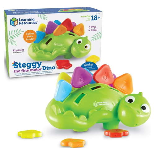 Learning Resources Steggy the Fine Motor Dino, Color Recognition, Developmental Toys, Boys and Girls, Ages 18 months to 2, 3+ years