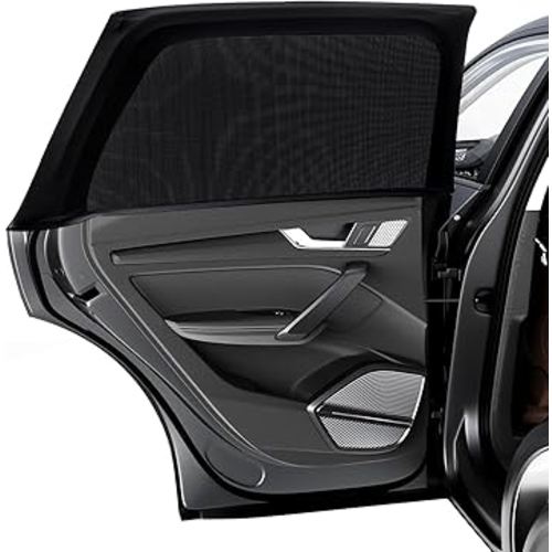 PEYOU Car Window Shades for Baby 2 Pack, Stretchable & Breathable Spandex Rear Side Car Sun Shade for Camping, Blocks Uv Rays & Sun Glare for Kids/Adults/Pets - 44.9"X19.7" Fits 99% Cars