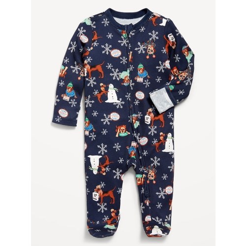 2-Way-Zip Printed Sleep &amp; Play Footed One-Piece for Baby