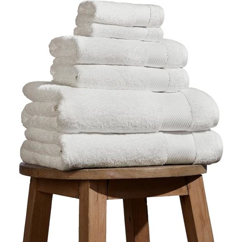 BIOWEAVES 100% Organic Cotton Bath Towel Set | 700 GSM Plush 6-Piece Premium Towel Set GOTS Certified, 2 Bath Towels, 2 Hand Towels & 2 Washcloths - Navy Blue