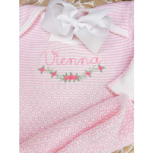 Baby Girl Pink Knit Gown, Paty Inc Monogram Outfit, Baby Coming Home Outfit, Baby Girl Gift, Baby Shower gift idea, Baby Take Home Outfit