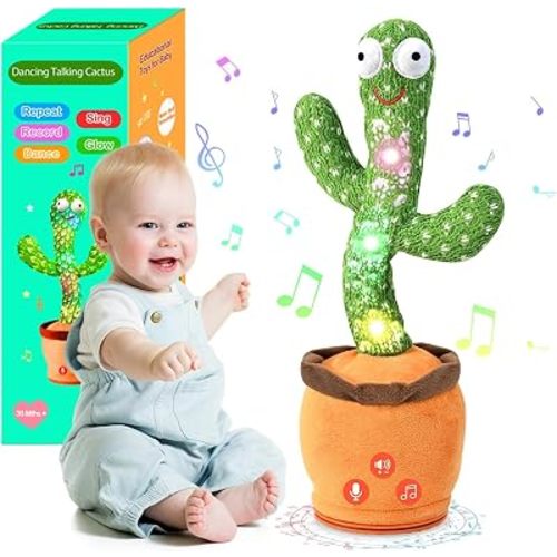 SANJOIN Dancing Talking Cactus Baby Toys,18 Months+ Boys Girls Singing Mimicking Cactus Toy Gift with 120 English Songs,Baby Toys for 2 Years Old Toddler Kids,Adjustable Volume & Repeating