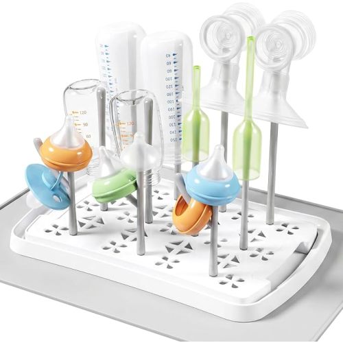 Lifewit Portable Baby Bottle Drying Rack with Drain Mat & Tray, BPA Free