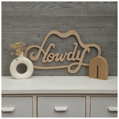 Howdy Cowboy Hat Wood Wall Decor