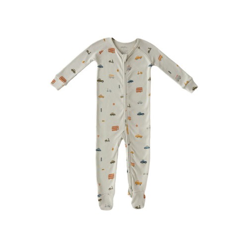 Print Rib Organic Cotton Footie, 3-6M
