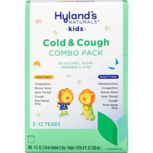 Hyland’s Naturals Kids Cold & Cough, Day and Night Combo Pack, Cold Medicine for Ages 2+, Syrup Cough Medicine for Kids, Nasal Decongestant, Allergy Relief, 4 Fl Oz (Pack of 2)