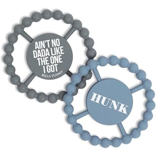 Baby Teether by Bella Tunno, Set of 2 Silicone Teethers for Babies 3-6 Months, 6-12 Months, Baby Toys, Pacifier, Teething Relief, Boys, Girls, Love Mom & Love Da