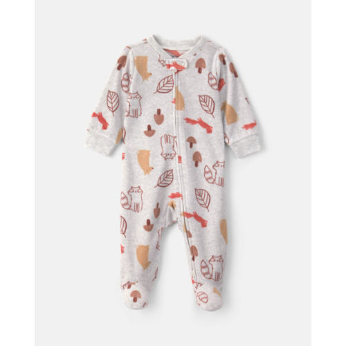 Baby Autumn Fleece 2-Way Zip Sleep & Play Pajamas - Grey | Carter's