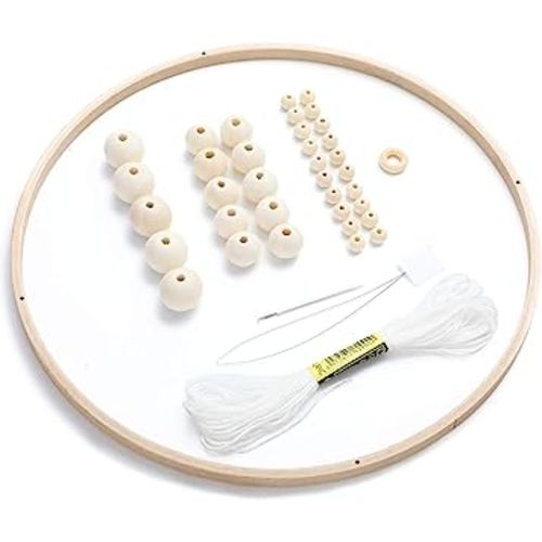 Baby Mobile DIY Kit - Nursery Wooden Frame Mobile Crib Bed Bell Ceiling Wind Chime Hanging DIY Frame Ornaments Handmade Kit Round Wind Bell for Infant Toys