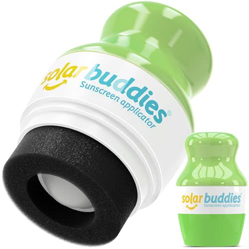Solar Buddies Sunscreen Applicator - Single Full Green - Refillable Roll on Sponge Sunscreen, Suncream & Lotion Applicator For Kids, Adults & Families - Holds 3.4fl oz, Perfect Size for Travel