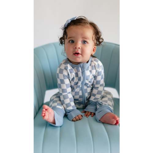 Infant Romper in Cornflower Blue Checkered