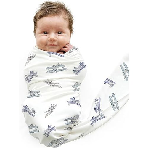 Caden Lane Baby Swaddle & Receiving Blanket, Soft, Breathable & Temperature-Regulating Bamboo Viscose Fabric for Swaddling Newborns, Gender Neutral Infant Blanket for Boys & Girls, First Class