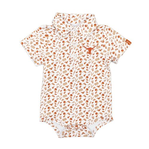 Infant Texas Longhorns Allover Football Print Polo Onesie