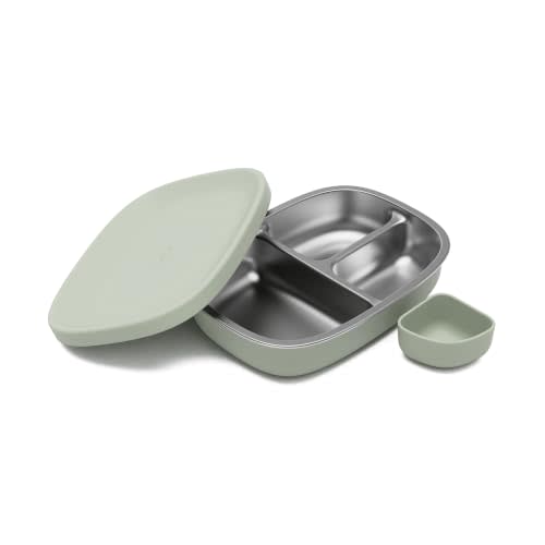 Lalo Bento Box, Non-Toxic Stainless Steel and Silicone, Dishwasher Safe | Bento Box for Kids & Toddlers, School and Daycare Approved, Leak-Proof, Easy to Clean, BPA-Free, Sage