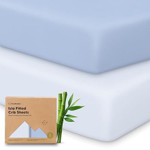 KeaBabies 2-Pack Baby Crib Sheets for Boys, Girls - 52x28 Viscose Derived from Bamboo Toddler Bed Sheets Neutral, Fitted Crib Mattress Cover for Standard Baby Bedding, Soft & Cozy (Blue Flax)