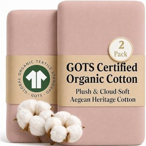 2 x GOTS 100% Organic Cotton Bedside Bassinet Sheets 33x20 and 35x19 Compatible with Maxi Cosi Iora, Baby Delight, Koola Baby Bond, Harppa Cudly 3 in 1 - Luxury Turkish Cotton - Boy, Girl