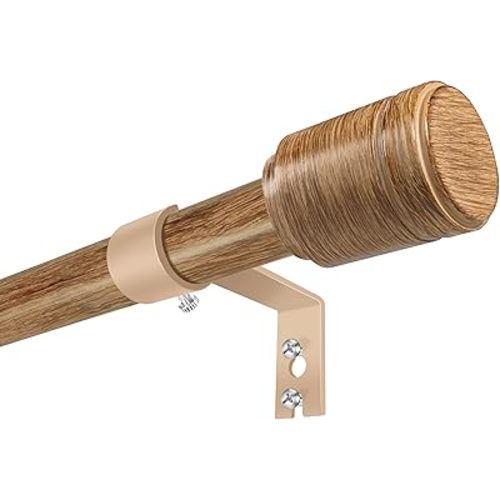 Curtain Rods 30-120 Inch, Adjustable Wood Grain Rods for Windows 1 Pack