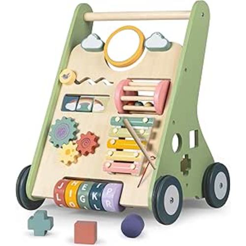 Bautia Wooden Baby Walker, Montessori Walker for Babies 6-12 Months, Push Walking Toys for 1 Year Old Learning to Walk