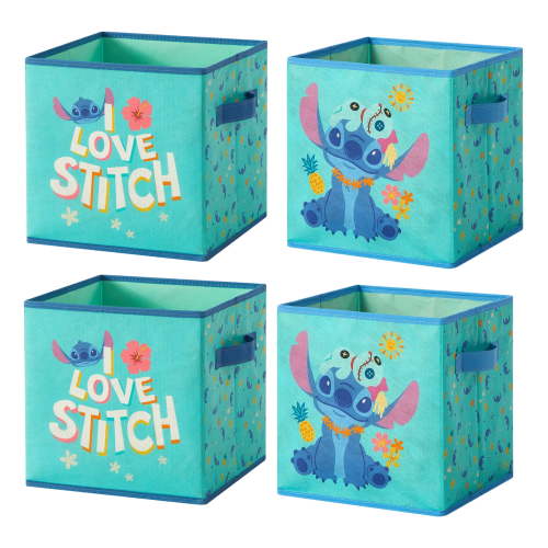Disney Stitch Kids' 4-Pack Printed Storage Cubes, 10" x 10"