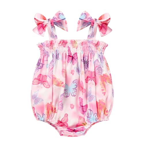 ZOELNIC Baby Girl Summer Clothes Newborn Girl Outfits Cute Strap Baby Girl Romper Jumpsuit Infant Floral One Piece Bodysuit