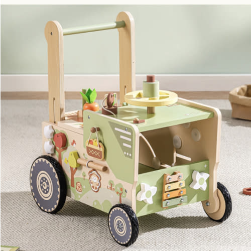 ROBUD Wooden Baby Push Walker Green Farm
