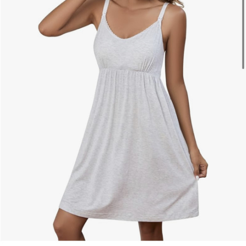 Sosolism Nursing Nightgown for Breastfeeding Summer Maternity Pajamas Dress Clip Down Pumping Sleep Gown with Padded