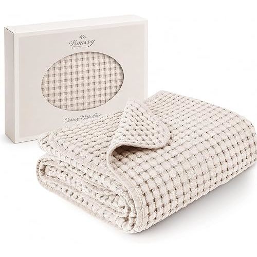 Konssy Waffle Baby Blanket for Boys & Girls, Soft Newborn Swaddle Blanket