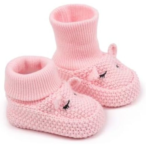 HsdsBebe Newborn Baby Boys Girls Booties Knit Cartoon animal Booties Warm Soft Cozy Socks Shoes for Baby Shower Table Decorations