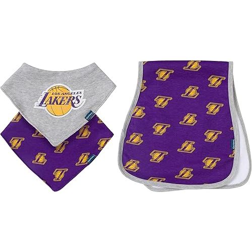 Gerber NBA unisex-baby Nba Team Bandana Bib and Burp Cloth Set