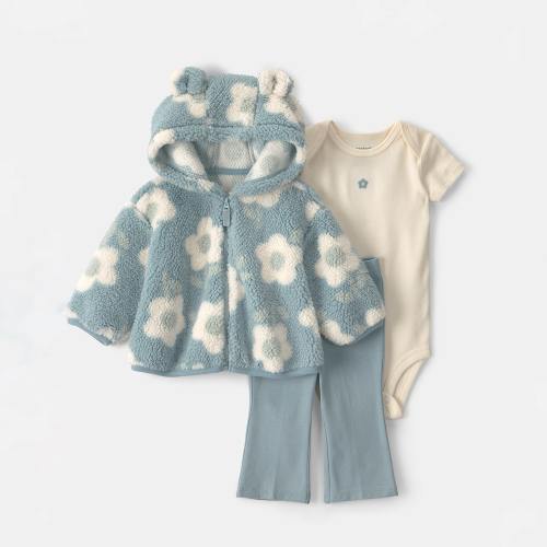 Carter's Baby Girls 3-pc. Pant Set, Color: Blue Ecru - JCPenney