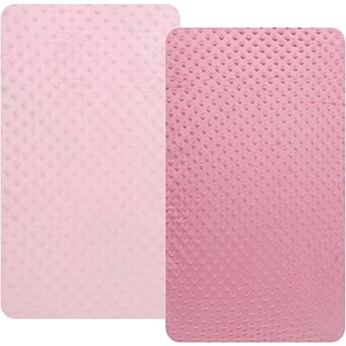 Dot Changing Pad Cover Set 2 Pack Stretch Ultra Soft for Baby Girls and Boys Pink&Light Pink